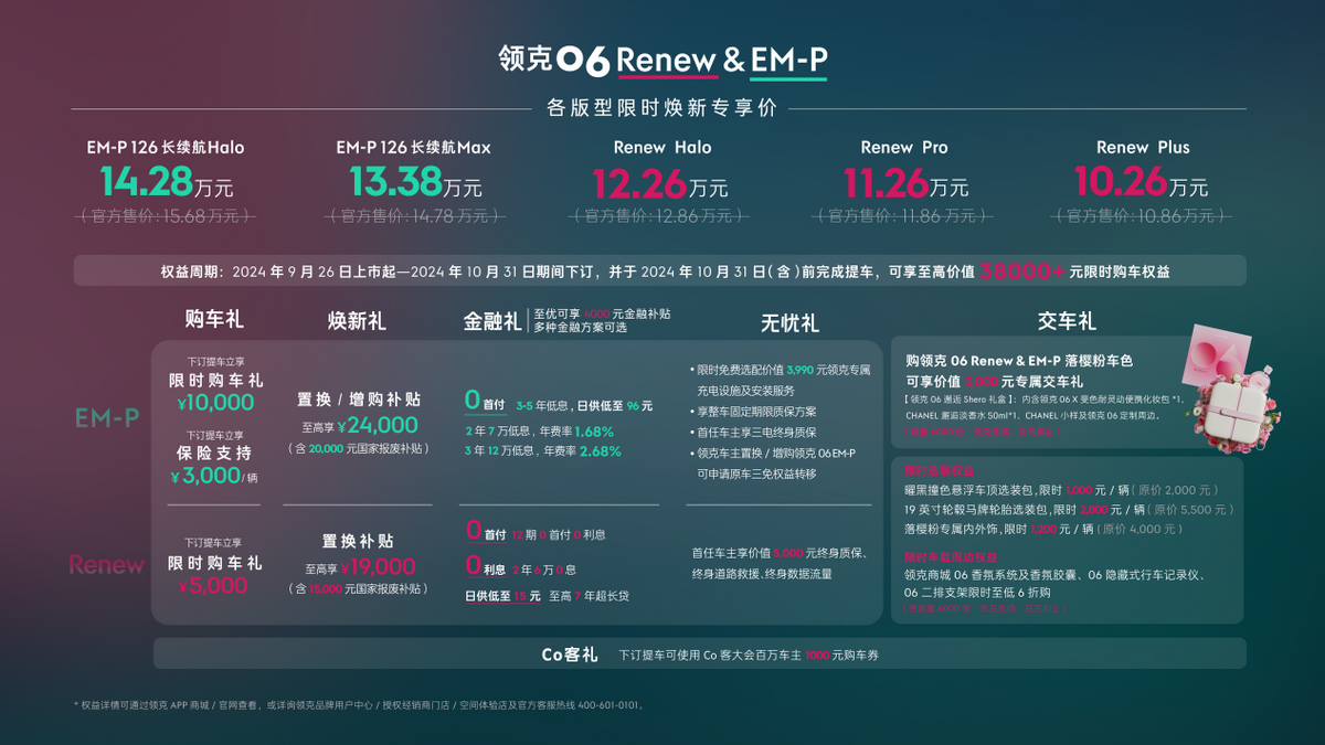 领克06 Renew及领克06 EM-P正式上市，限时焕新专享价10.26万元起